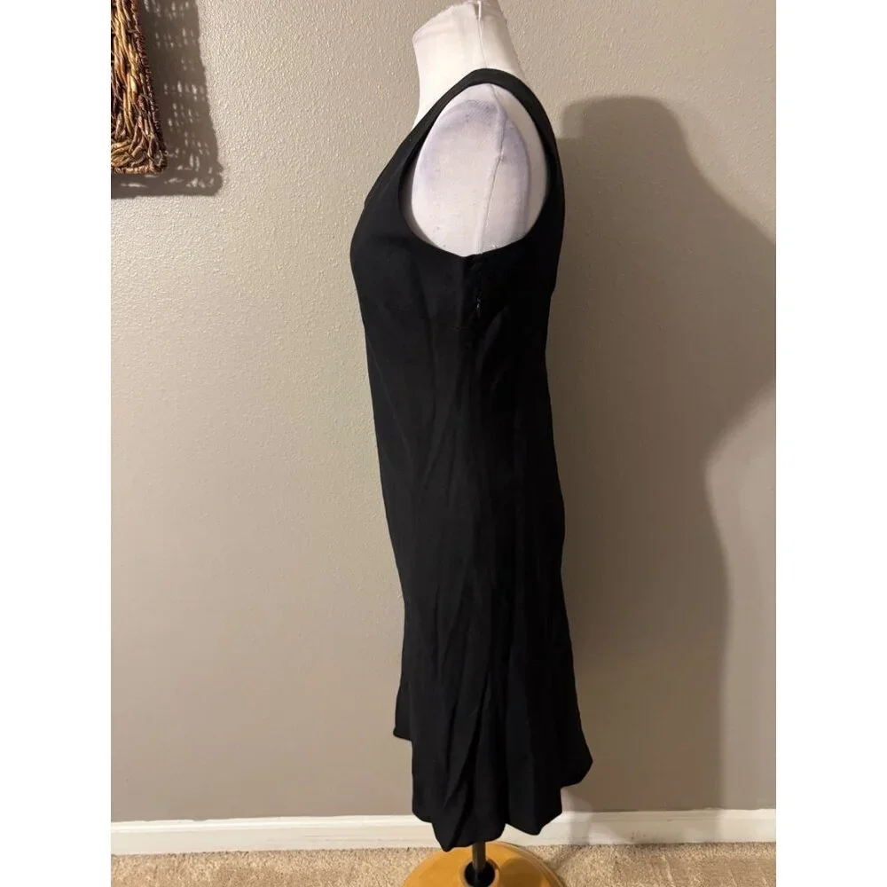 Tribeca Dress 8 Black Linen Blend A Line Sleeveless V Neck Classic